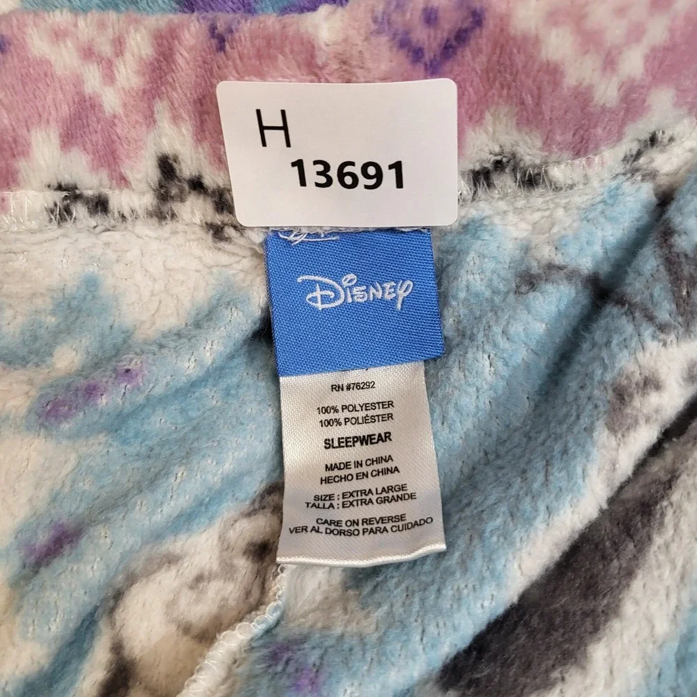 Disney Women Sleepwear XL Blue Pajama‎ Pants Frozen Olaf Fair Isle Fleece Pocket - Picture 2 of 9